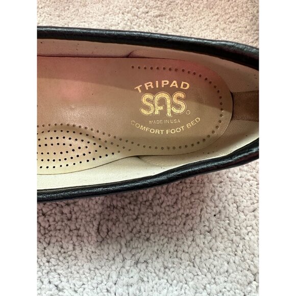 SAS Womens Black Pebbled Leather Loafers With Tripad Comfort Footbed Size 9.5M - Picture 5 of 10